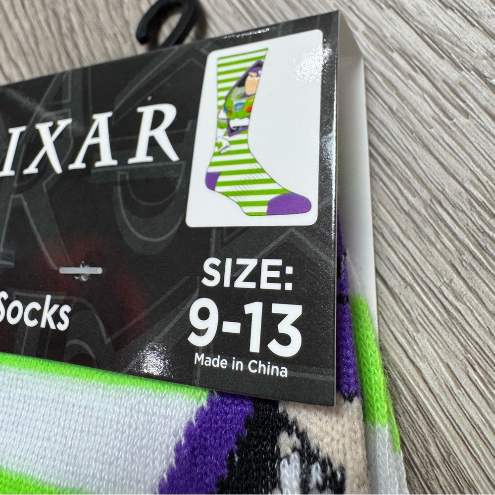 Disney Pixar Buzz Lightyear Crew Socks Size 9-13 NWT